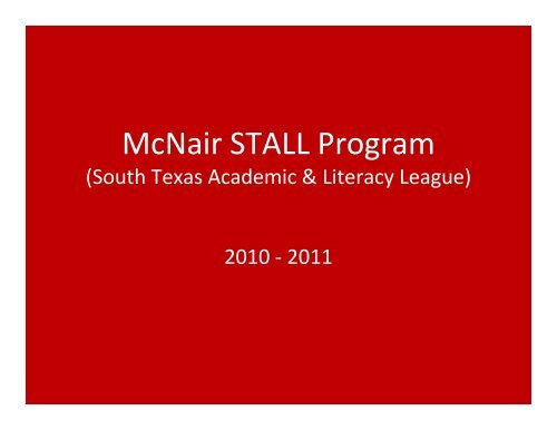 McNair STALL Program - Southwest ISD