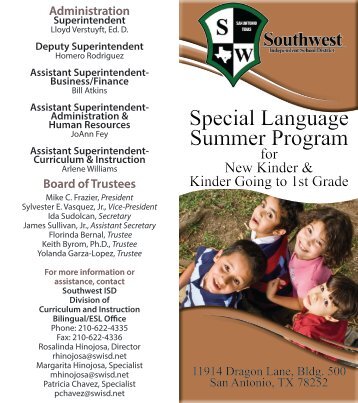 Special Language Summer Program for New ... - Southwest ISD