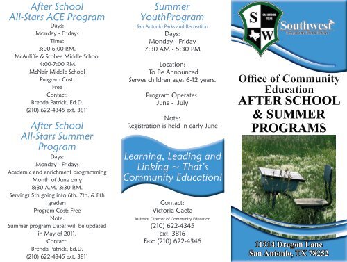 AFTER SCHOOL & SUMMER PROGRAMS - Southwest ISD