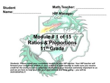 Module # 1 of 15 Ratios & Proportions 11th Grade - Southwest ISD