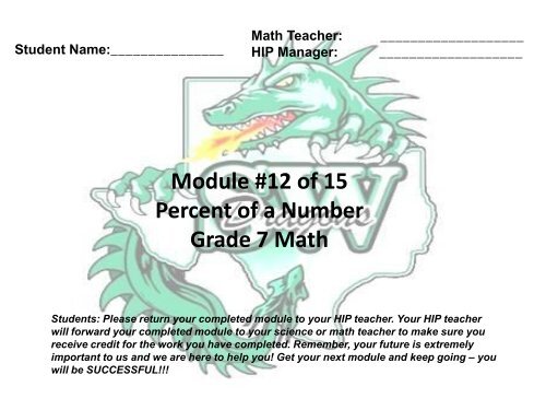 Module #12 of 15 Percent of a Number Grade 7 Math