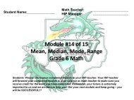 Module #14 of 15 Mean, Median, Mode, Range Grade 6 Math