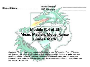 Module #14 of 15 Mean, Median, Mode, Range Grade 6 Math