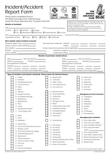 Incident/Accident Report Form - bei Swiss-Cave-Diving
