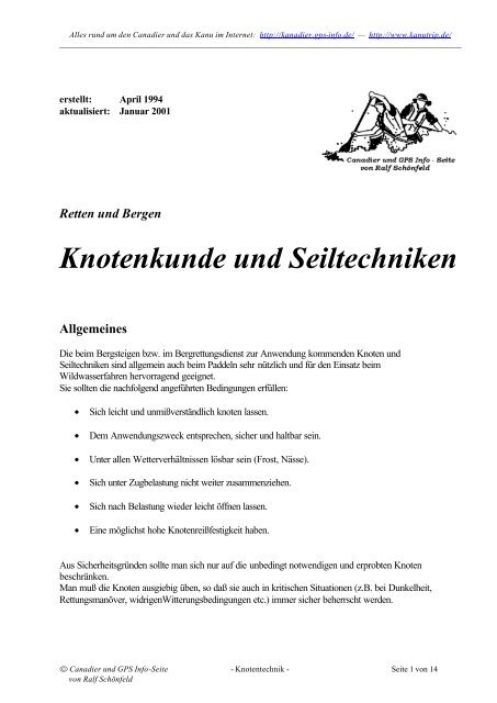 Knotenkunde und Seiltechniken - bei Swiss-Cave-Diving