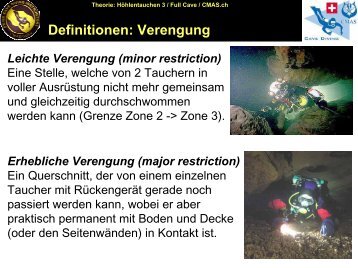 Engnisse (restrictions, squeezes) - bei Swiss-Cave-Diving