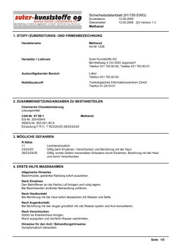 Methanol - Suter Swiss-Composite Group