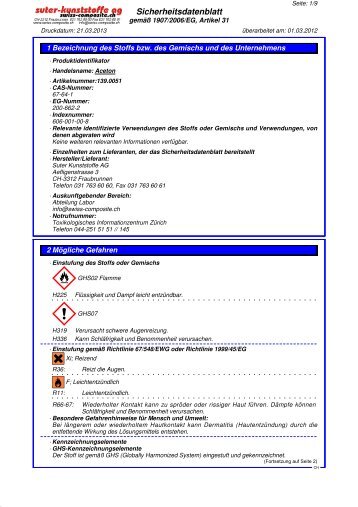 Aceton - Suter Swiss-Composite Group