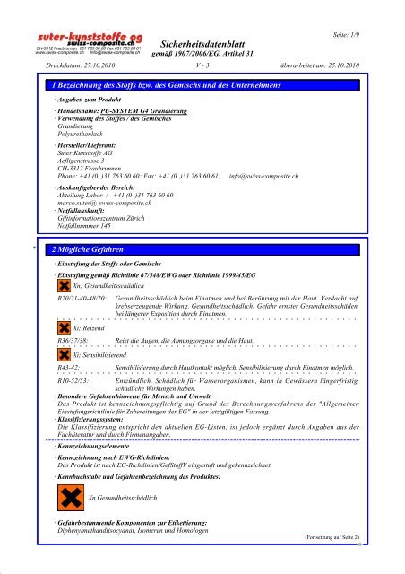 Sicherheitsdatenblatt - Suter Swiss-Composite Group