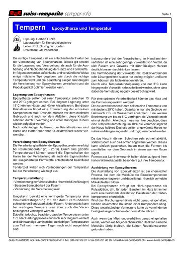 Temperung von Epoxydharzen - Suter Swiss-Composite Group