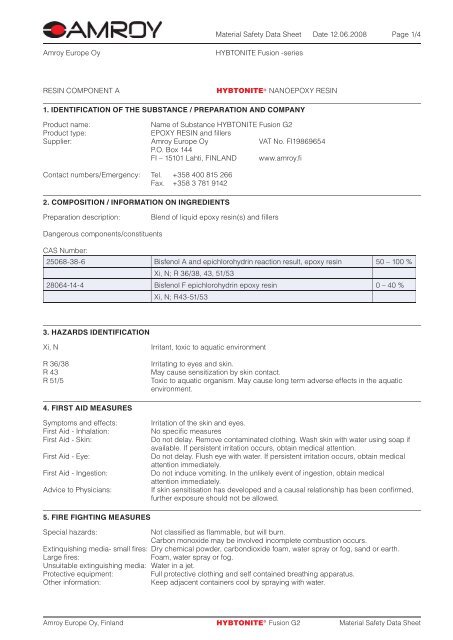 Material Safety Data Sheet Date 12.06.2008 - Suter Swiss ...