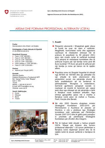 Arsimi dhe Formimi Profesional Alternativ (CEFA) - admin.ch