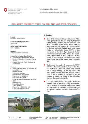 Dam Safety Feasibility Study on Drin and Mat River Cascades - CH