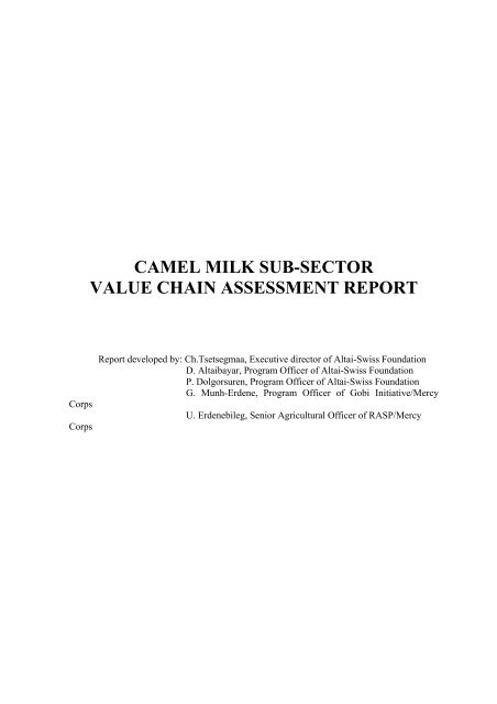 CAMEL MILK VALUE CHAIN ASSESSMENT REPORT FINAL ...