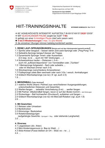 HIIT Trainingsinhalte - Swiss Ice Hockey