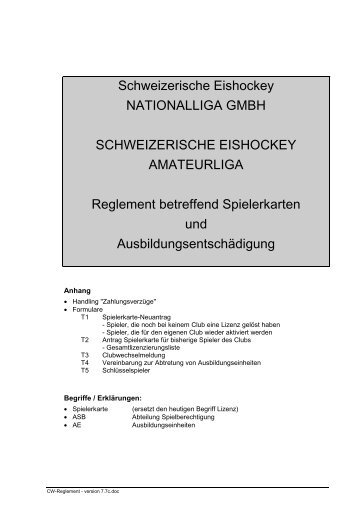 Schweizerische Eishockey NATIONALLIGA ... - Swiss Ice Hockey