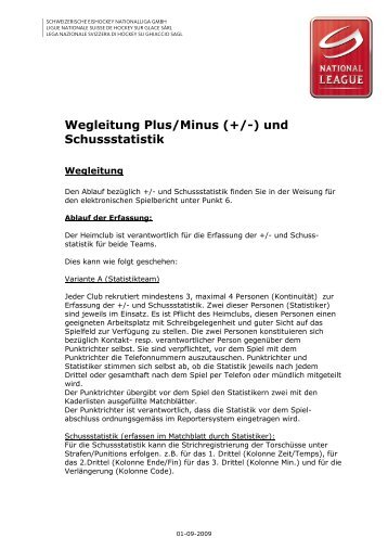 Wegleitung Plus/Minus (+/-) und Schussstatistik - Swiss Ice Hockey