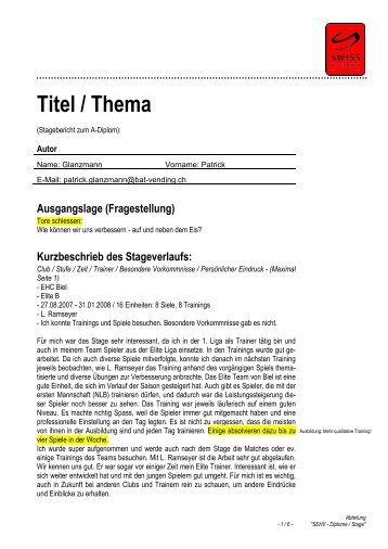 A-Stage Glanzmann Patrick, 2008 - Swiss Ice Hockey