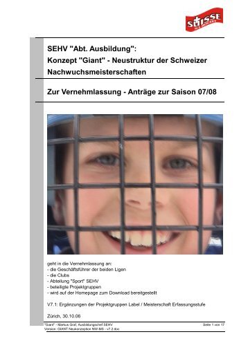 SEHV "Abt. Ausbildung": Konzept "Giant ... - Swiss Ice Hockey