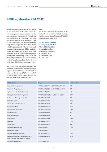 Bulletin der Schweizerischen Gesellschaft fÃ¼r PÃ¤diatrie Vol. 24 Nr. 4 ...