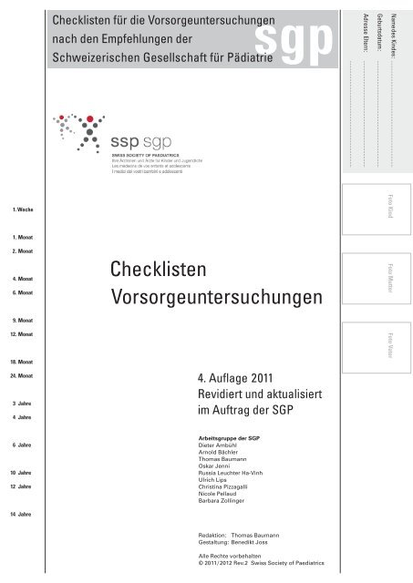 Checklisten Vorsorgeuntersuchungen