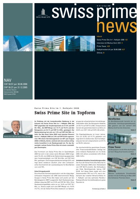 Swiss Prime News Nr. 15, September 2006 - Swiss Prime Site