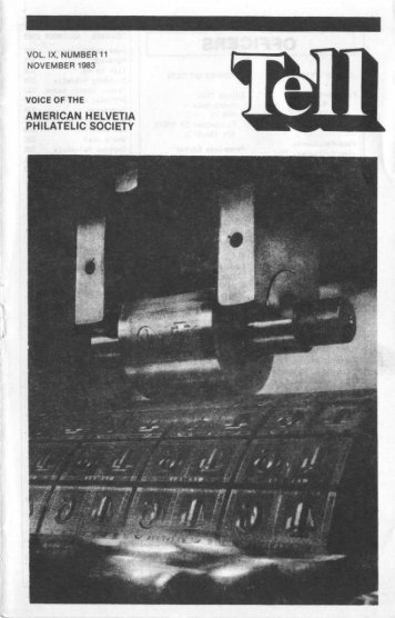 Tell Journal November 1983 Issue - American Helvetia Philatelic ...