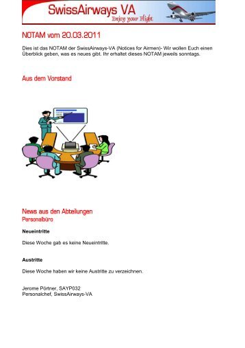 NOTAM vom 20.03.2011 - SwissAirways VA