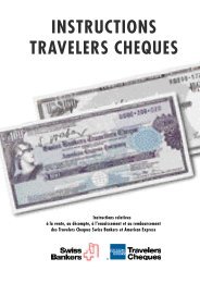 INSTRUCTIONS TRAVELERS CHEQUES - Swiss Bankers