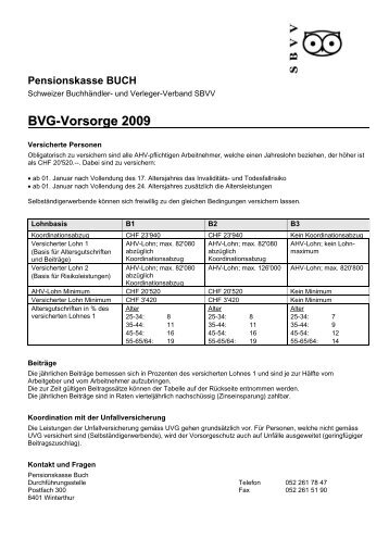 BVG-Vorsorge 2009 - und Verleger-Verband SBVV