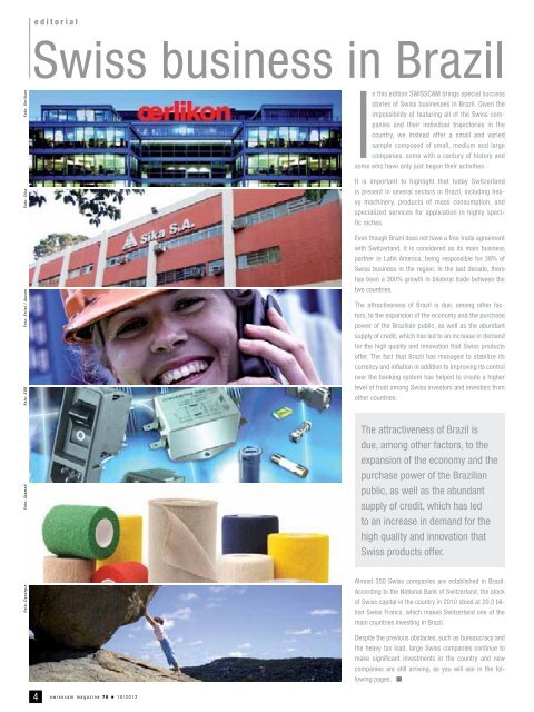 Negócios suíços no Brasil Swiss business in Brazil - Swisscam