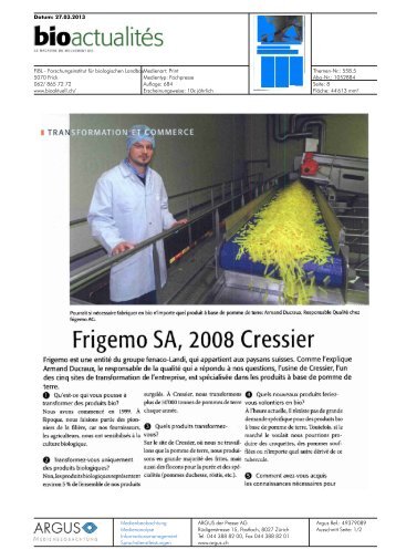 Frigemo SA, 2008 Cressier - Swisscofel