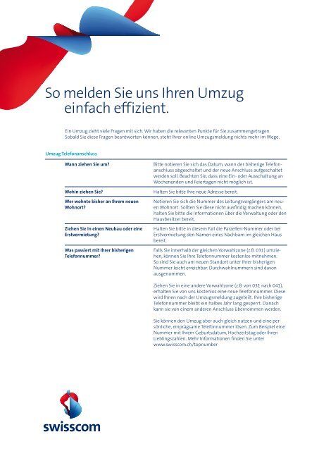 So melden Sie uns Ihren Umzug einfach effizient. - Swisscom