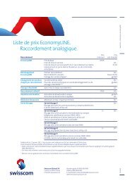 Liste de prix EconomyLINE. Raccordement analogique. - Swisscom