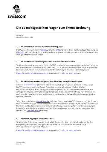 Die 15 meistgestellten Fragen zum Thema Rechnung - Swisscom