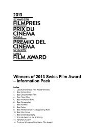 Information pack on all 2013 winners PDF - Swiss Films