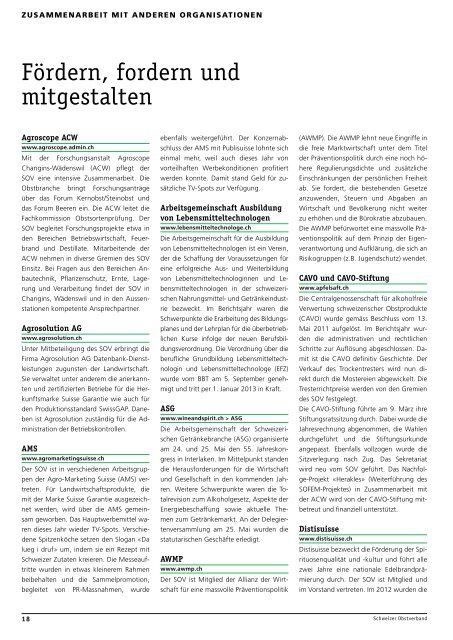 Rapport d'activitÃ© FUS 2012 - Schweizer Obstverband