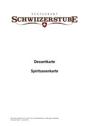 Dessertkarte Spirituosenkarte - Swiss Holiday Park