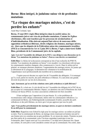 "Le risque des mariages mixtes, c'est de perdre les enfants"