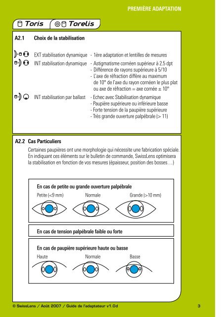 Aide Ã  l'adaptation pour lentilles souples sur mesure - SwissLens