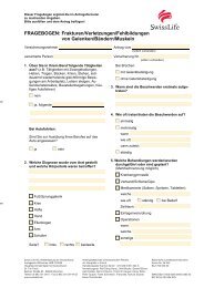 Fragebogen Frakturen/Verletzungen/Fehlbildungen von ... - Swiss Life