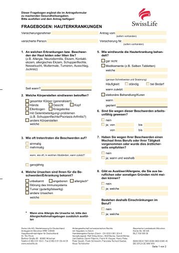 Fragebogen Haut - Swiss Life