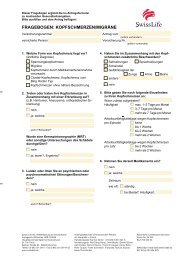 FRAGEBOGEN: KOPFSCHMERZEN/MIGRÃNE - Swiss Life