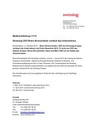 Medienmitteilung 17/12 Swisslog-CEO Remo Brunschwiler verlässt ...
