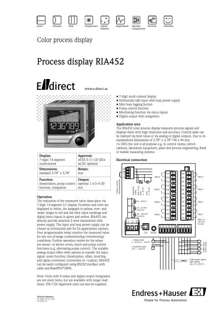 Process Display Ria452 Endress Hauser
