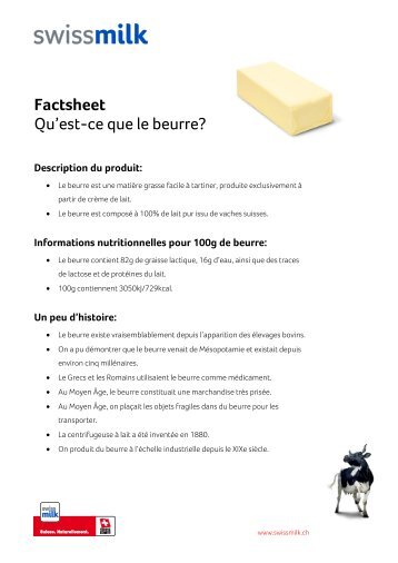 Factsheet Qu'est-ce que le beurre? - Swissmilk