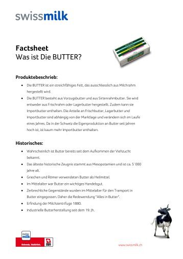 Was ist die BUTTER? Produktebeschrieb ... - Swissmilk