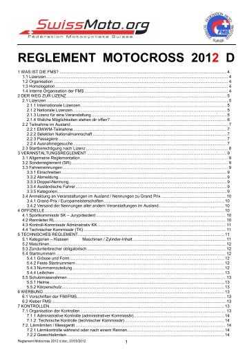 REGLEMENT MOTOCROSS 2012 D - FMS