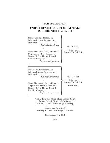 NOELIA MONGE V. MAYA MAGAZINES, INC. - Ninth Circuit Court of ...