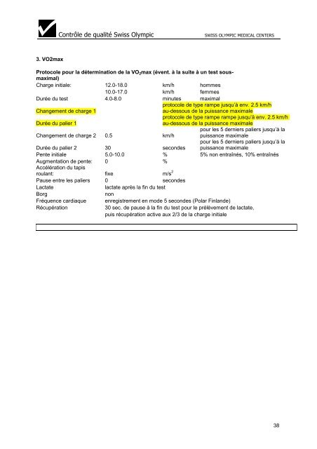 Diagnostic de la performance d'endurance - Swiss Olympic